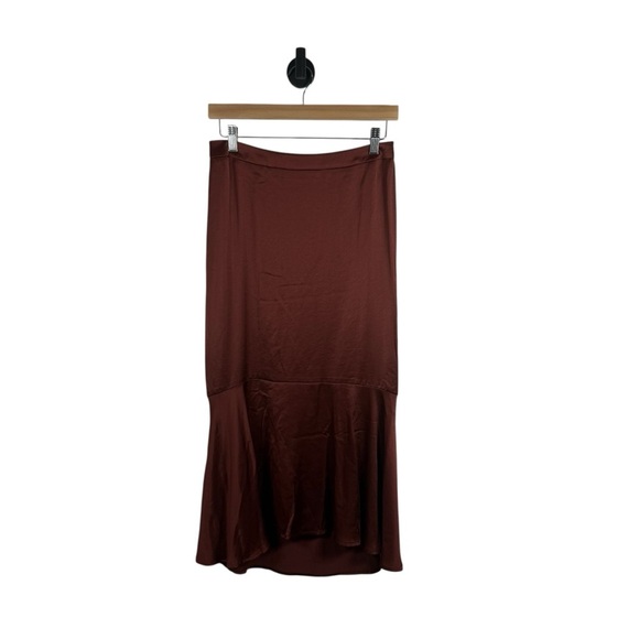 Express Women’s Satin Drape Midi Skirt in Rust Size 6 - Picture 5 of 9